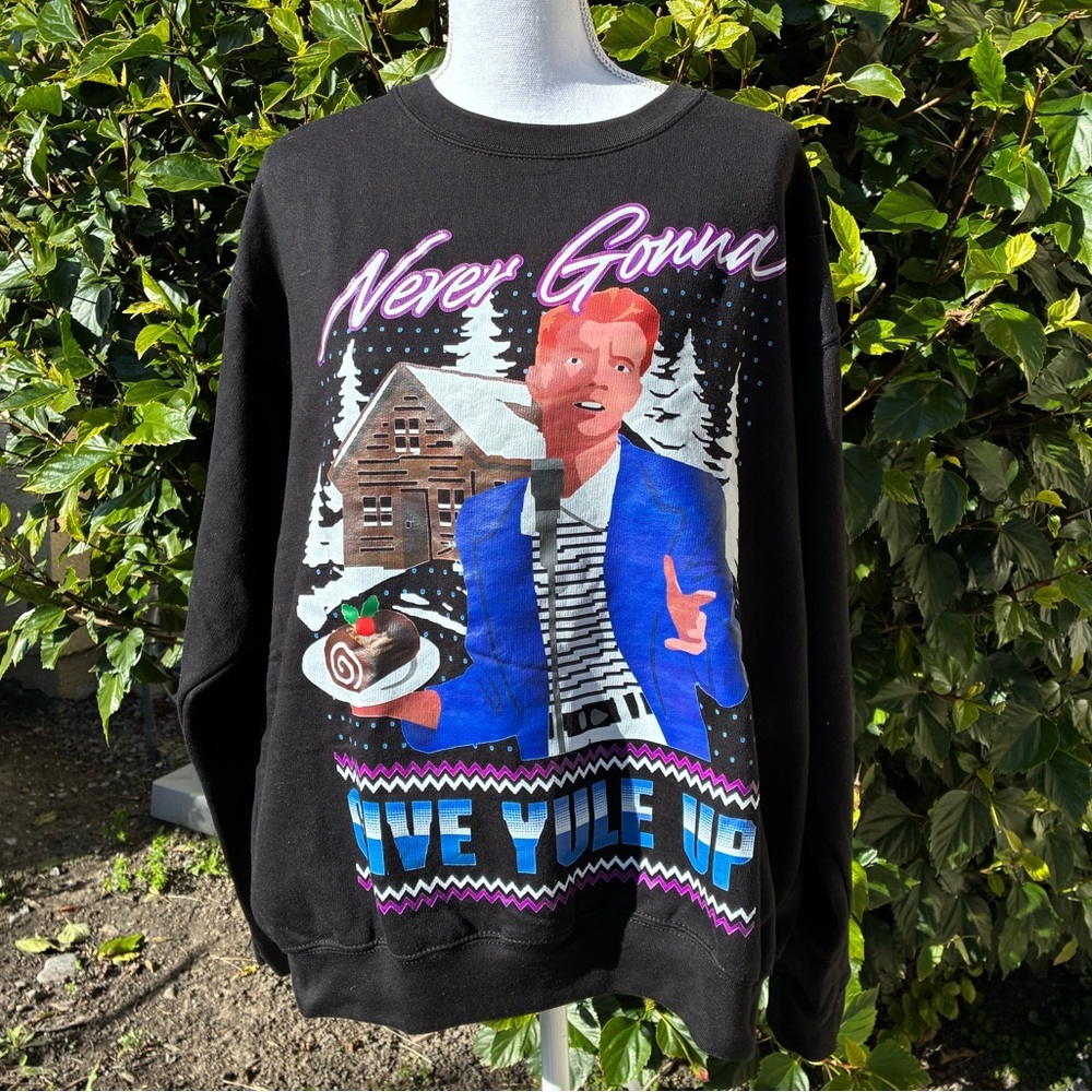 Rick Astley Ugly Christmas Sweatshirt Women’s XL